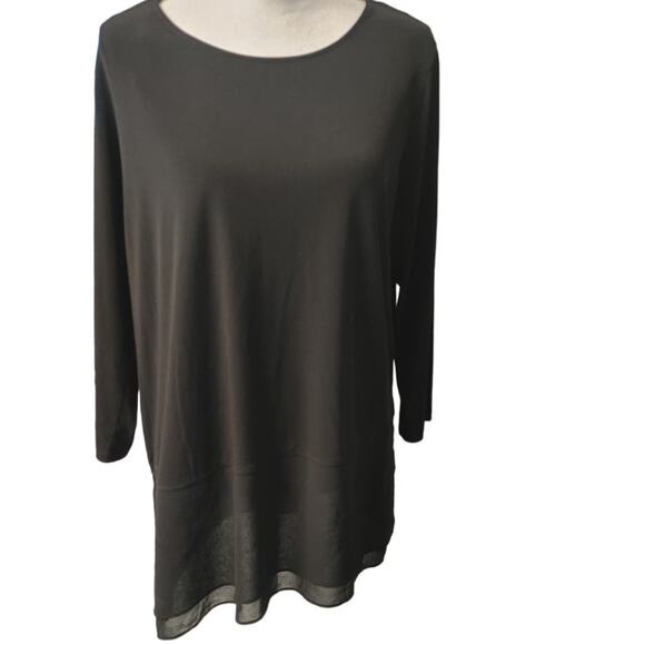 Calvin Klein Womens Tunic Top Asymmetrical Layered Black Large - Picture 1 of 6